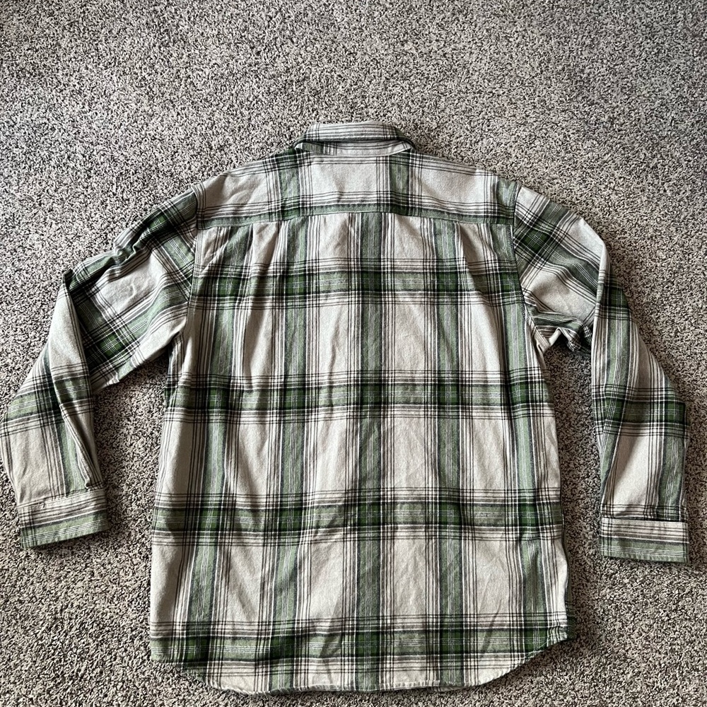 Carhartt Loose Fit Heavyweight Flannel Shirt Men’s L Plaid Khaki Green Workwear - Picture 7 of 7